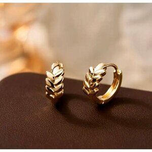 Delicate Gold Leaf and Flower Hoops